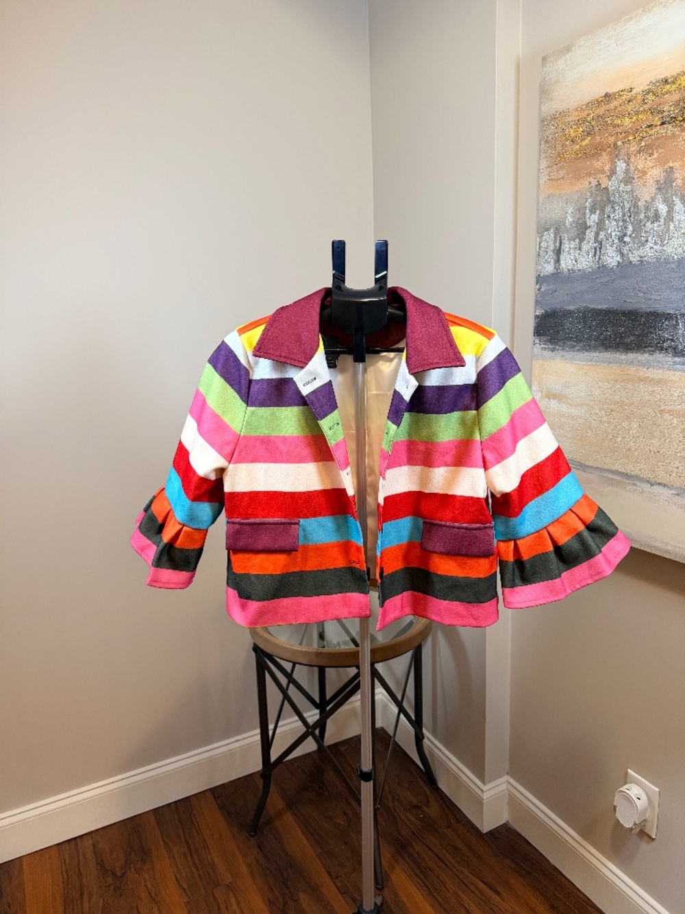 Statement Rainbow Striped Cropped Jacket